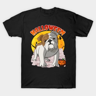 English Bulldog Witch Happy Halloween T-Shirt